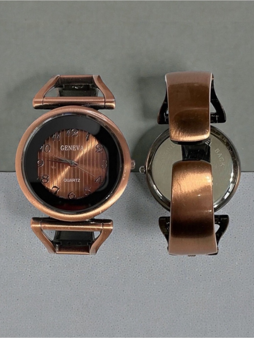 Geneva Y2K Vintage Bronze Bangle Cuff Style Fashion Wrist Watch